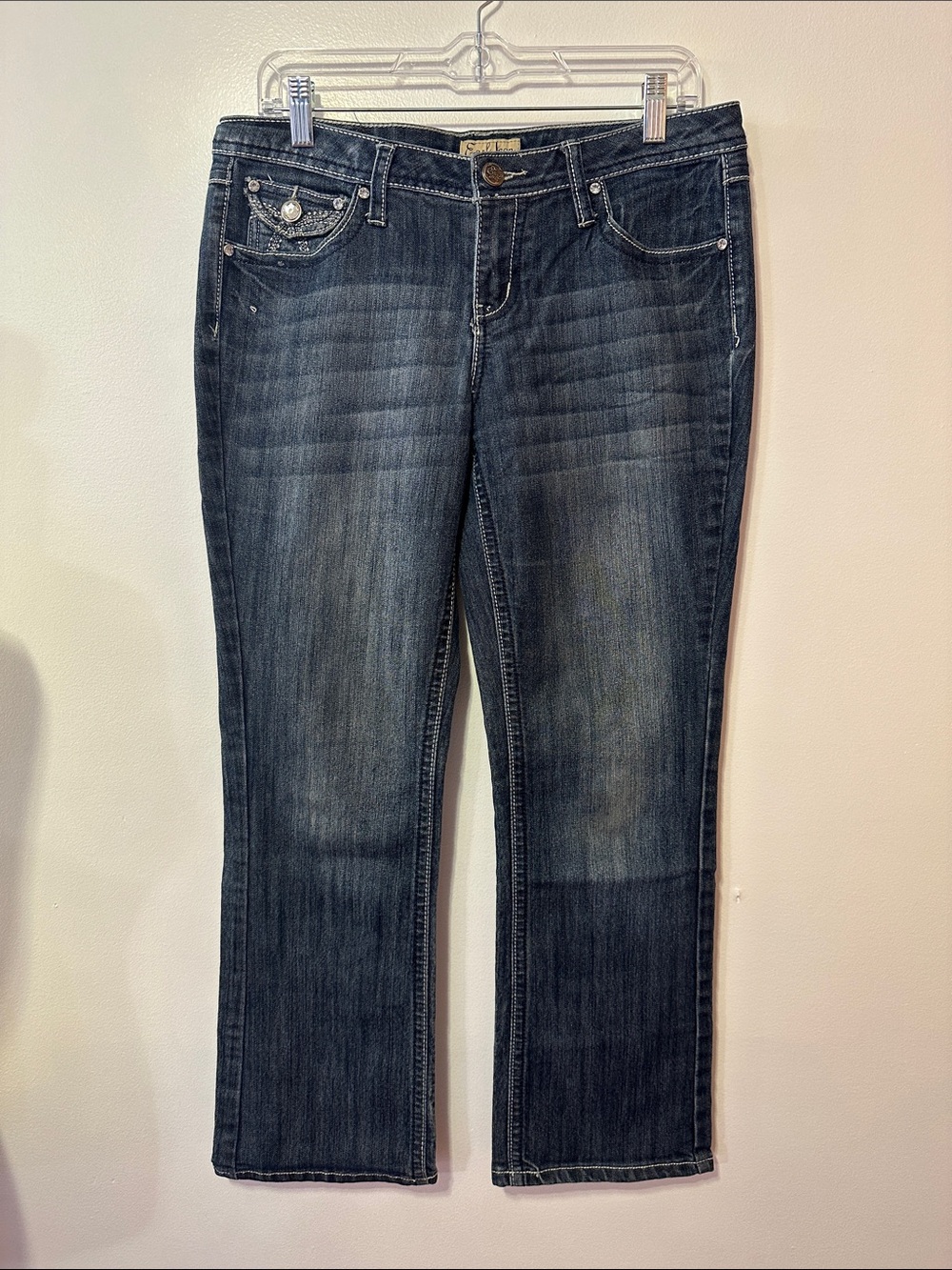 Earl Jean Women's Size 6P Dark Wash Bootcut Jeans Embellished Pockets